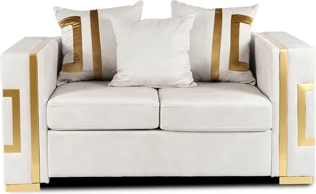 Sofa PALLAZO 2S Dwuosobowa Kremowo/Złota Welurowa Nowoczesna Glamour