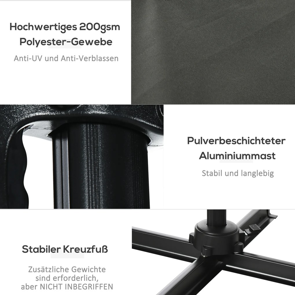 Outsunny Parasol ogrodowy z bocznym ramieniem szary kwadratowy odporny na warunki atmosferyczne | Aosom PL