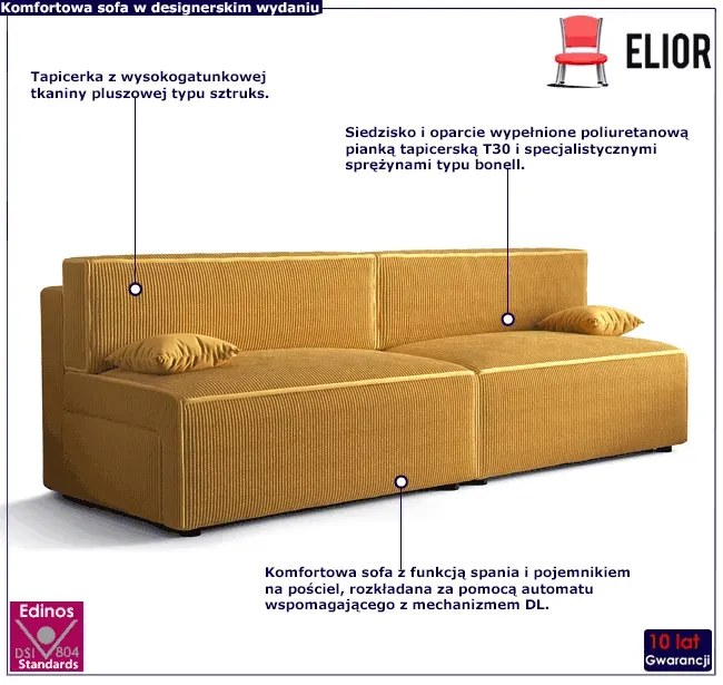 Żółta rozkładana sofa K5-L02