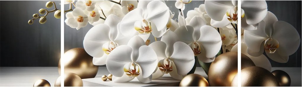 Obraz - Orchidea i złote kule (170x50 cm)