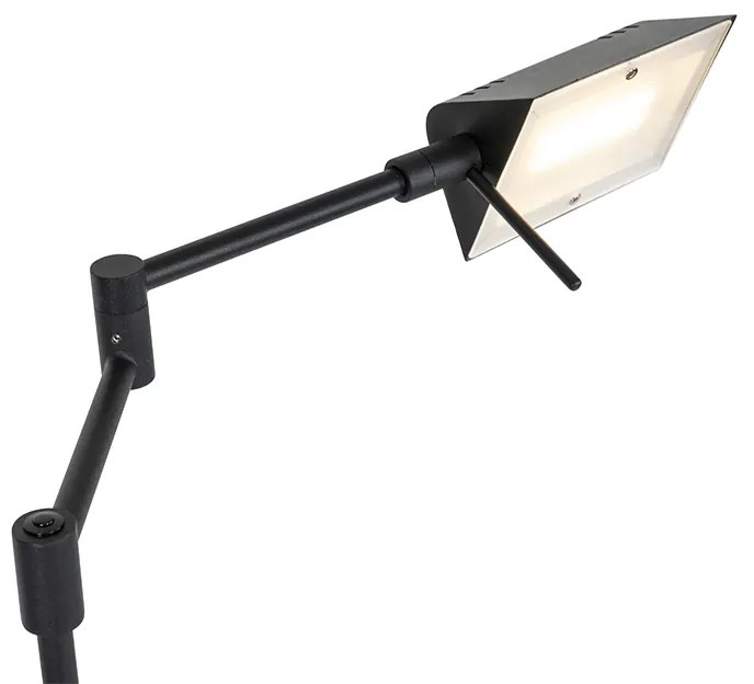 Designerska lampa podłogowa czarna, w tym LED ze ściemniaczem dotykowym - Notia Nowoczesny Oswietlenie wewnetrzne