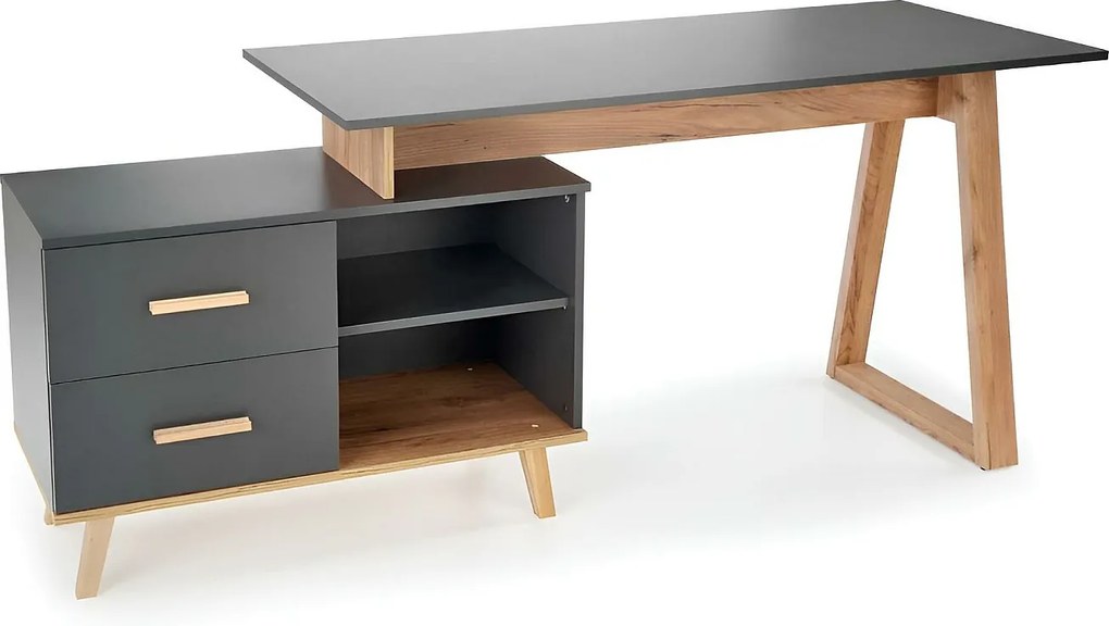 Biurko regulowane SERGIO XL antracyt/dąb