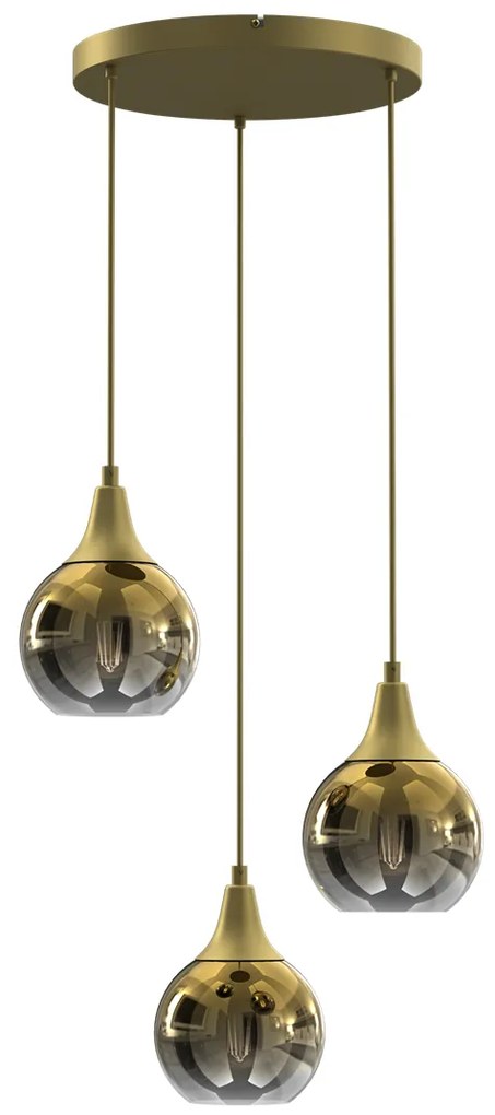 Lampa wisząca MONTE GOLD 3xE27, potrójna, na kole 3 kule, złote