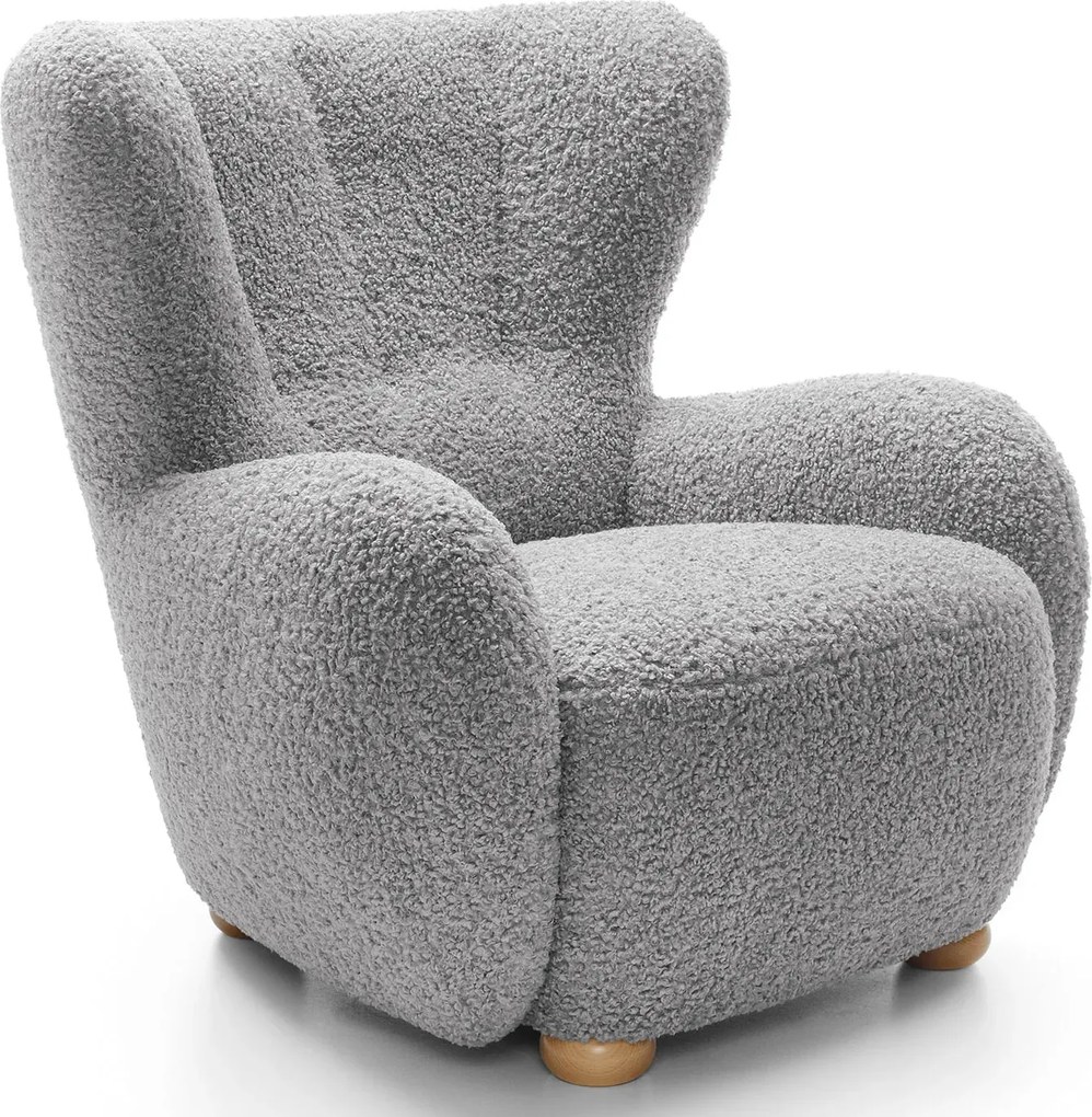 Szary fotel baranek w stylu skandynawskim F8-K85