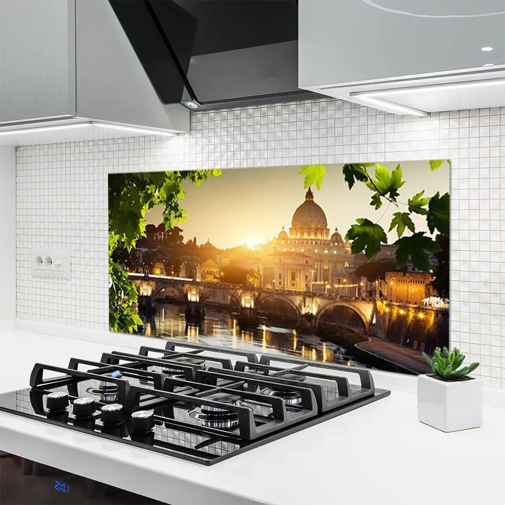 Szkło do Kuchni na Ścianę Nowoczesny Most nad Rzeką