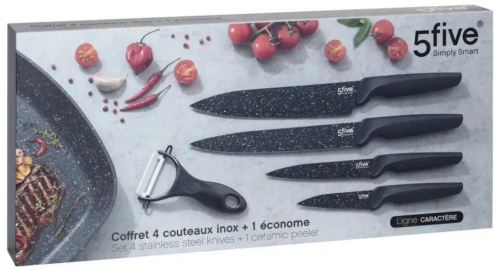 Komplet noży kuchennych, stal nierdzewna, 5 sztuk, Secret de Gourmet