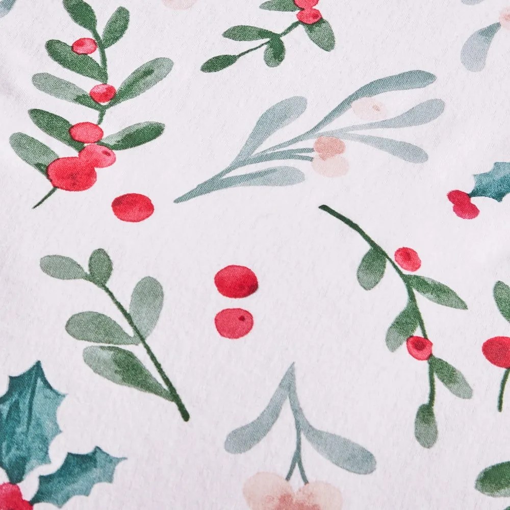 Biało-zielona flanelowa pościel dwuosobowa 200x200 cm Holly and Mistletoe – Catherine Lansfield