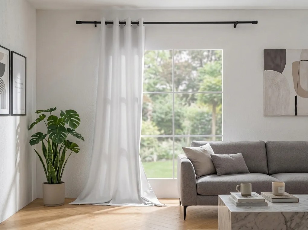 Zasłona OXFORD LIGHT 140x250 cm, biała Zawieszanie: Taśma z wiązaniami