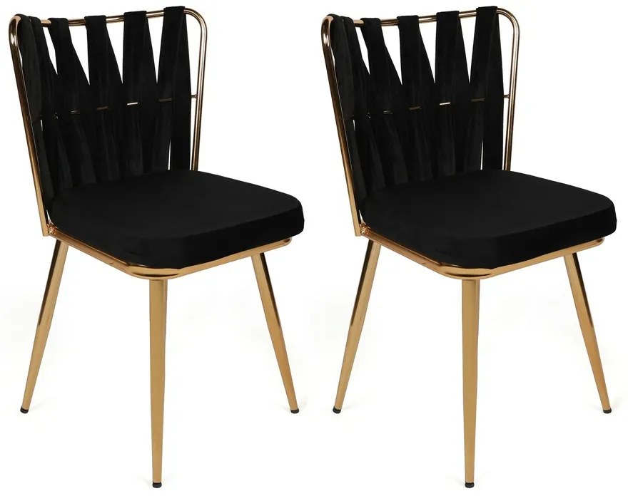 Zestaw krzeseł do jadalni Kusakli Black and Gold,4 szt., 4 szt.