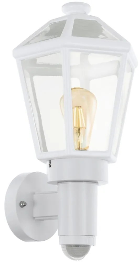 Eglo 79288 - Zewnętrzna lampa ścienna z czujnikiem MONSELICE 1xE27/28W/230V IP44 biała