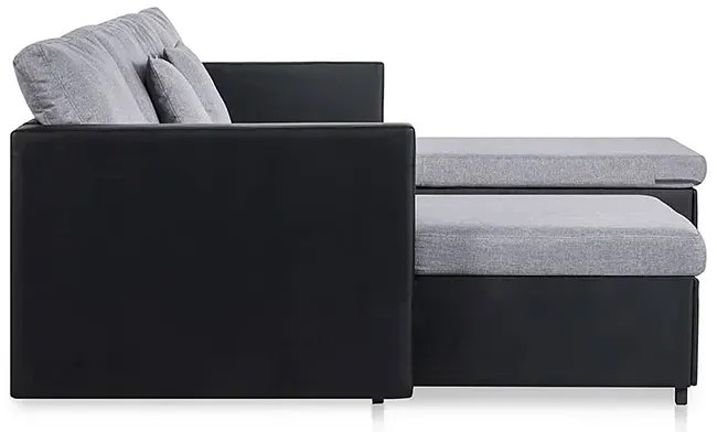 4-osobowa rozkładana czarna sofa z jasnoszarymi poduszkami - Umika 4Q