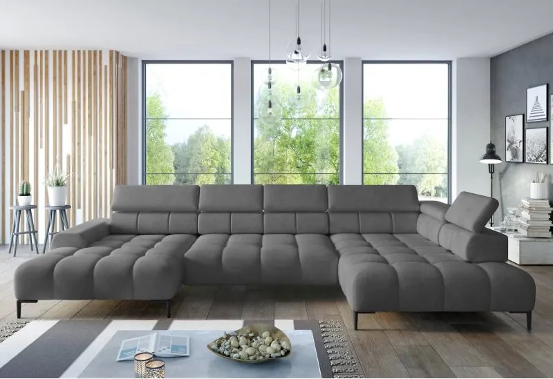 Narożnik PLAZA XL Prawostronny Elektryczna regulacja Tkanina SOLAR 96 WERSAL