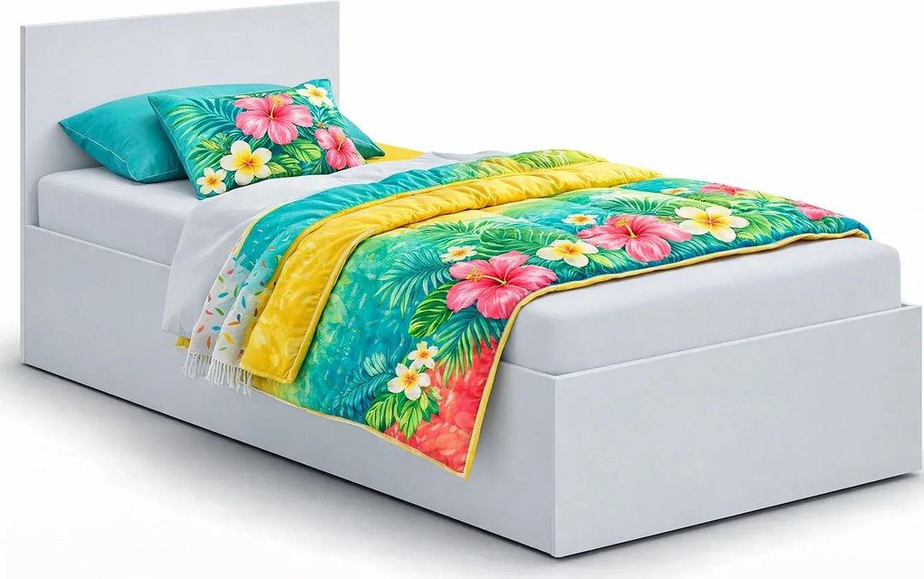 Białe Pojedyncze Łóżko Z Pojemnikiem 90X200 K3-H60