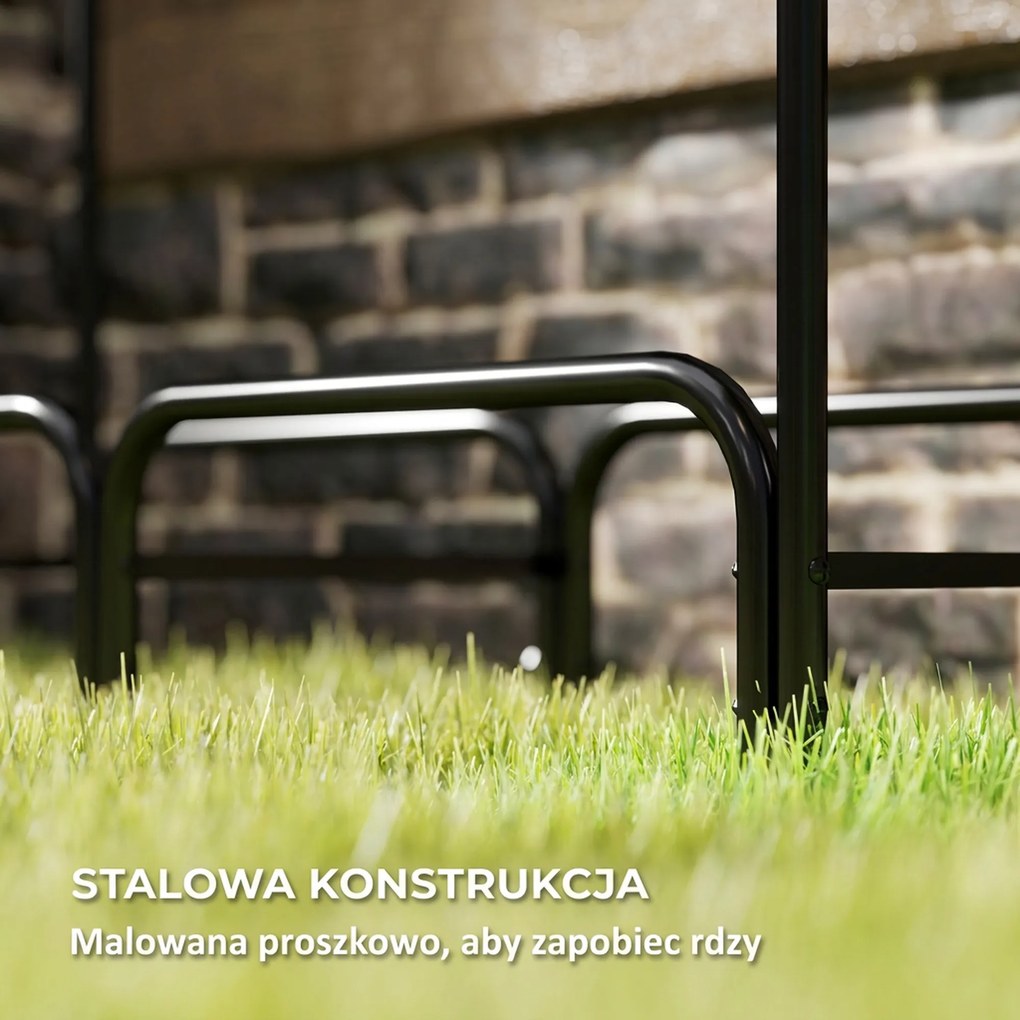 Outsunny Regał na Drewno na Opał, 0,33 m³, z Torbą i Ochronną Pokrywą, Metalowy, do 150 kg, 120 x 36 x 99 cm, Czarny