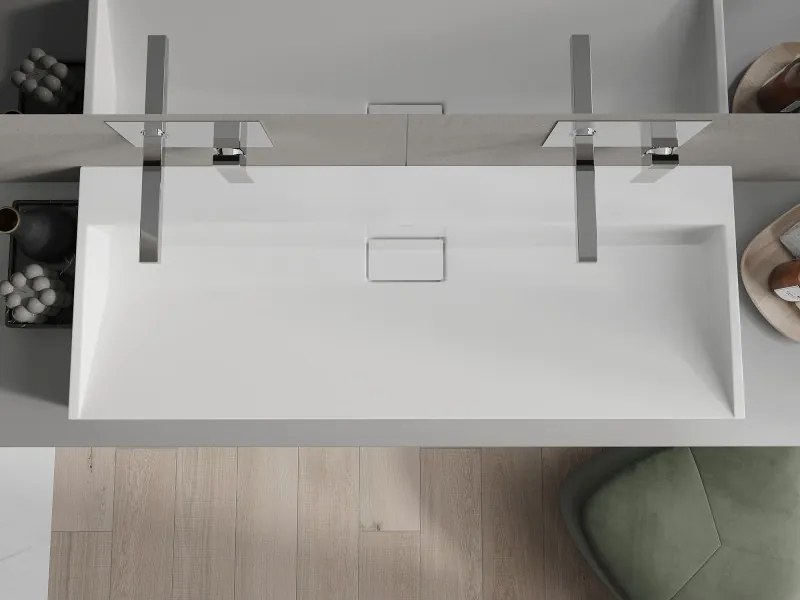 Mexen Ava umywalka nablatowa z konglomeratu B/O 120 x 46 cm, biała - 23011200