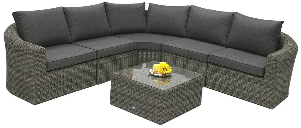 Rattanowy zestaw modułowy BORNEO LUXURY dla 5 osób (szary)