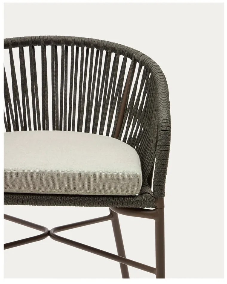 Zielony metalowy/tapicerowany hoker ogrodowy Yanet – Kave Home