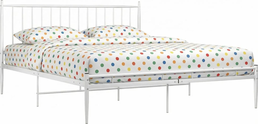 Białe metalowe łóżko małżeńskie 180x200 cm D2-N47