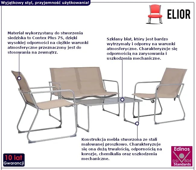 Czteroczęściowy zestaw wypoczynkowy w kolorze taupe - Lucy 3X