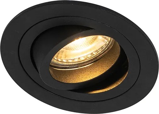 Zestaw 6 nowoczesnych reflektorów wpuszczanych czarnych - Rondoo