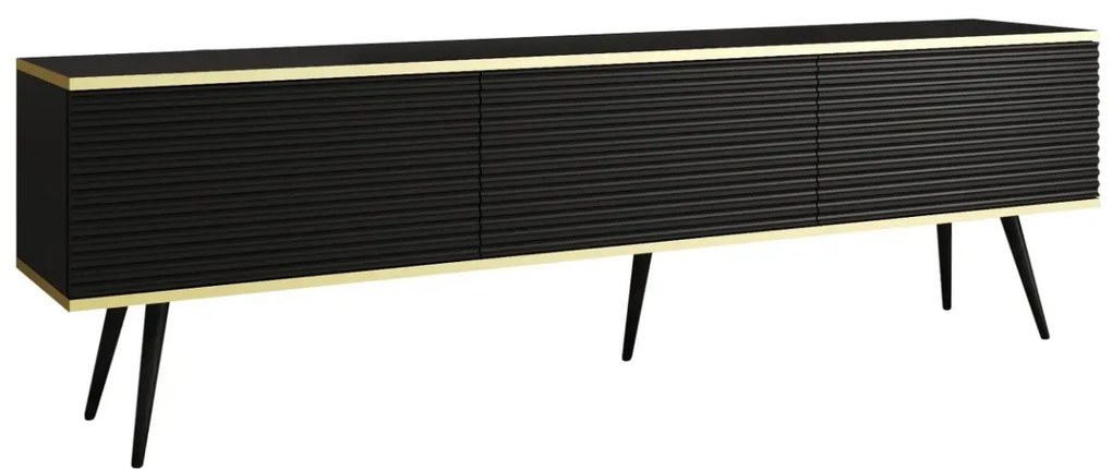 Szafka RTV KARL 3D 175cm wisząca/stojąca czarny mat PIASKI Meble