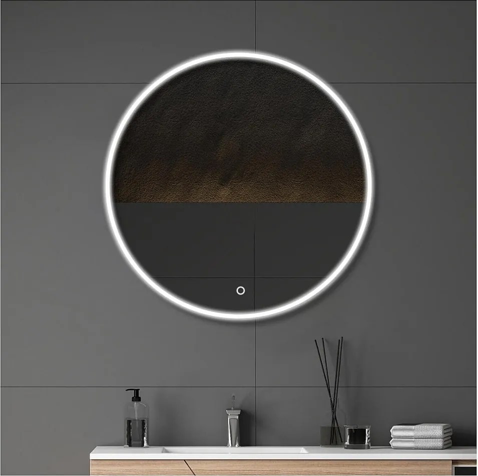 Lustro okrągłe LED D60/70/80cm z podświetlaną ramą ORAYA