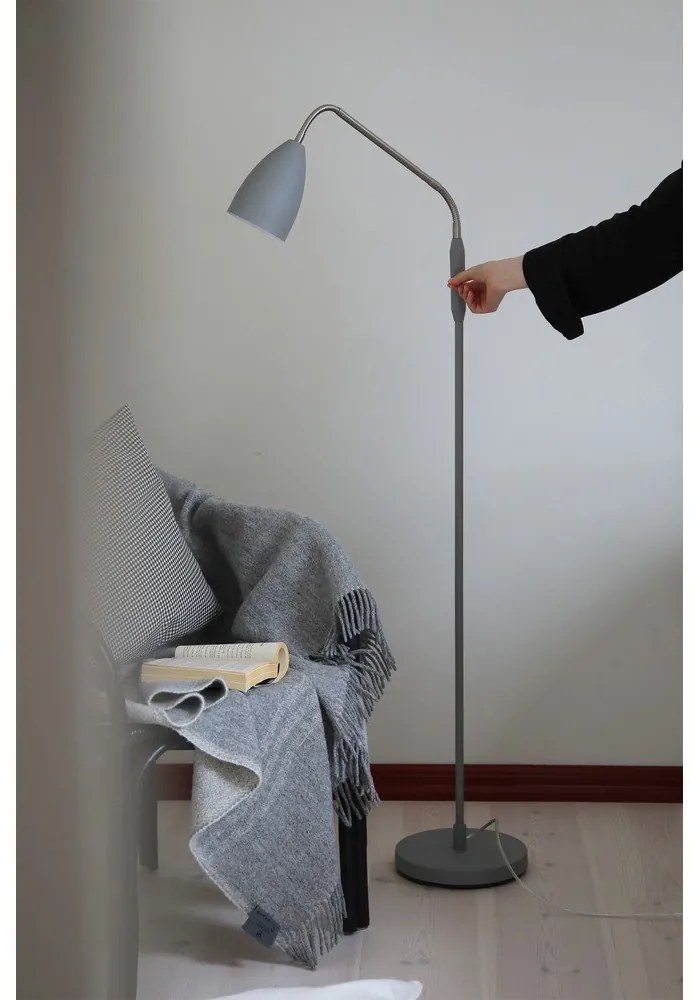 Szara lampa stojąca LED ze ściemniaczem z metalowym kloszem (wysokość 140 cm) Patro – Markslöjd