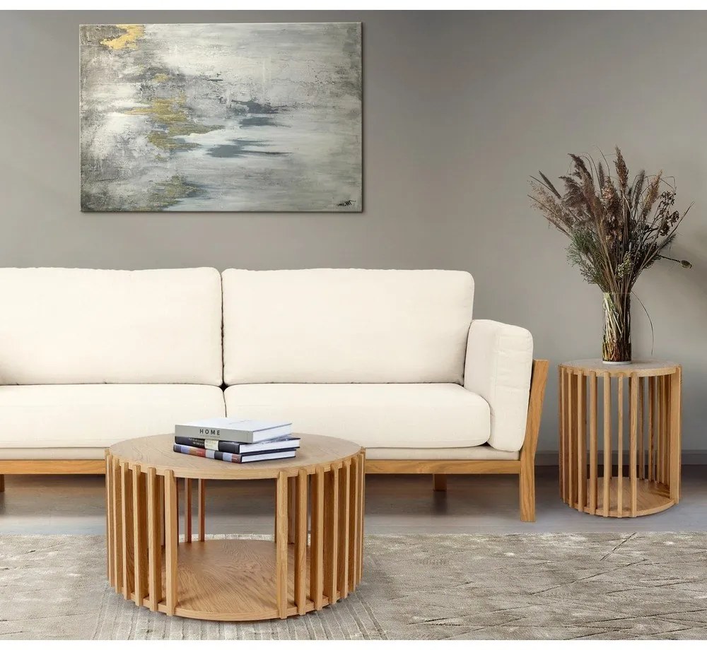 Stolik z drewna dębowego Woodman Drum, ø 83 cm