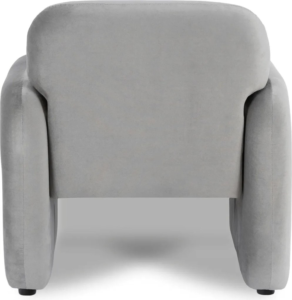 Szary welurowy fotel nowoczesny z podłokietnikami E2-D20