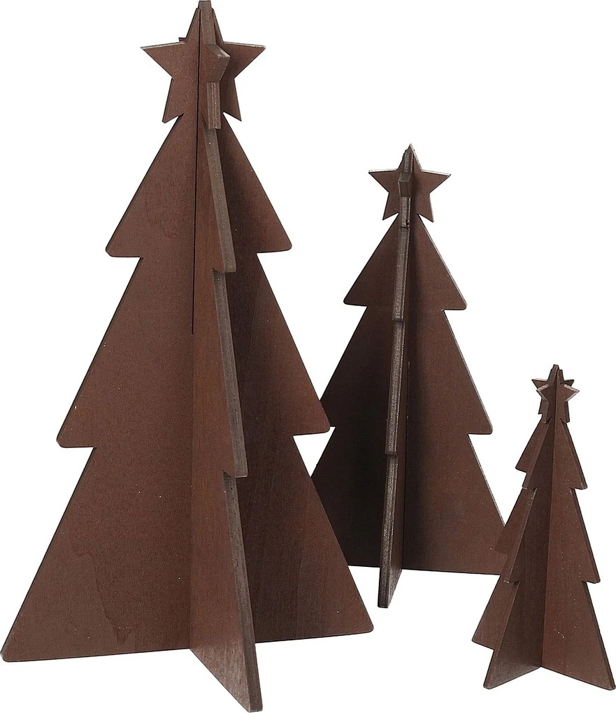 Dekoracja Rustic Trees 3 szt. brown
