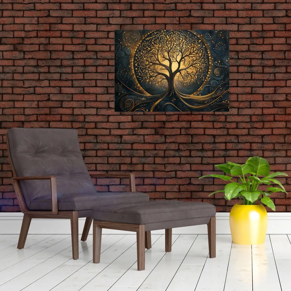 Obraz – Drzewo ze złotą aurą (70x50 cm)