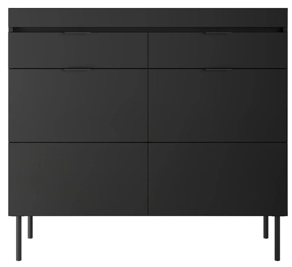 Komoda dwudrzwiowa Sentia 105 cm z dwoma szufladami - czarny / czarny