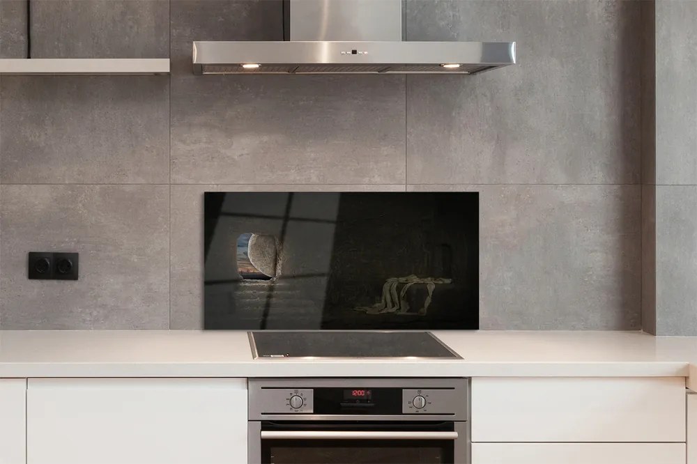 Panel szklany do Kuchni Jaskinia z Symbolami Krzyża