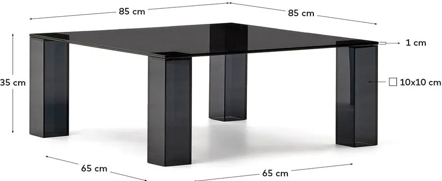 Ciemnoszary szklany stolik 85x85 cm Adularia – Kave Home