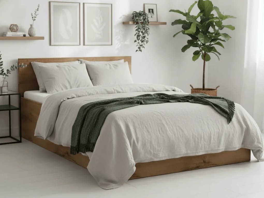 Łóżko SOFIA 160 x 200 cm, dąb artisan Stelaż: Bez stelaża, Materac: Materac Deluxe 10 cm