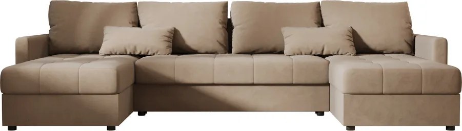 Rozkładana sofa narożna w kształcie U VENORIA 285x146 cm, beżowa + 2 poduszki GRATIS