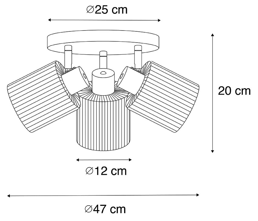 Plafon złoty ze szkłem 3-punktowy regulowany okrągły - Laura