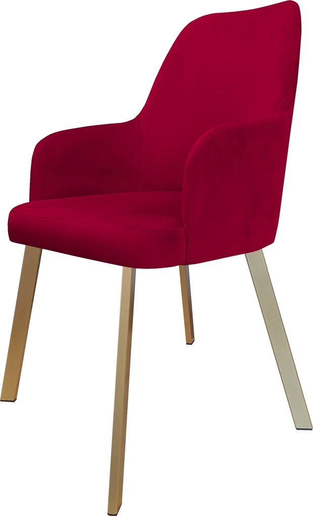 Krzesło WESTA tkanina Welur noga metalowa elegancki styl loftowy : Kolor nogi - Złota profil, Kolor tkaniny - VELVET - MG31, Typ siedziska - Siedzisko stałe