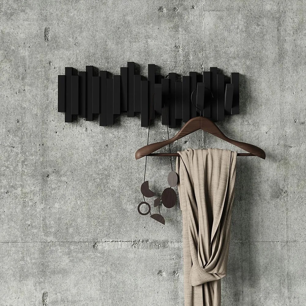 Czarny plastikowy wieszak ścienny Sticks – Umbra