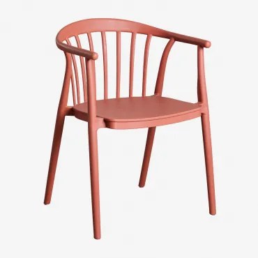 Zestaw 4 Sztaplowanych Krzeseł Ogrodowych Z Podłokietnikami Z Polipropylenu Ivor Terracota - Sklum