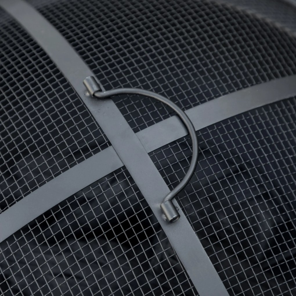 Outsunny Miska na ogień z pokrywą, kosz na ogień z hakem do podżegania na kemping