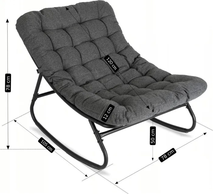 Fotel Bujany Ogrodowy AURORA na Płozach Szary Nowoczesny