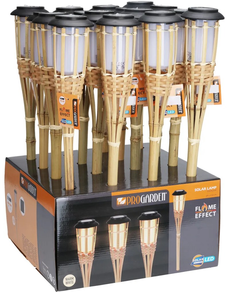 Bambusowa lampa solarna wbijana pochodnia, 54 cm