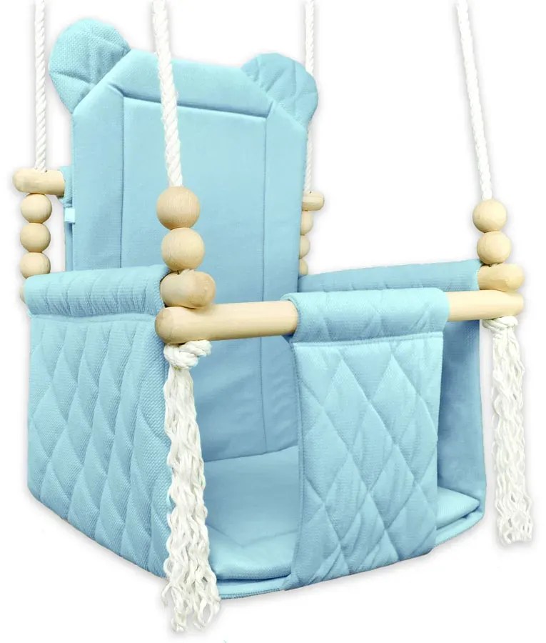 Niebieska drewniana huśtawka dziecięca P4-F14