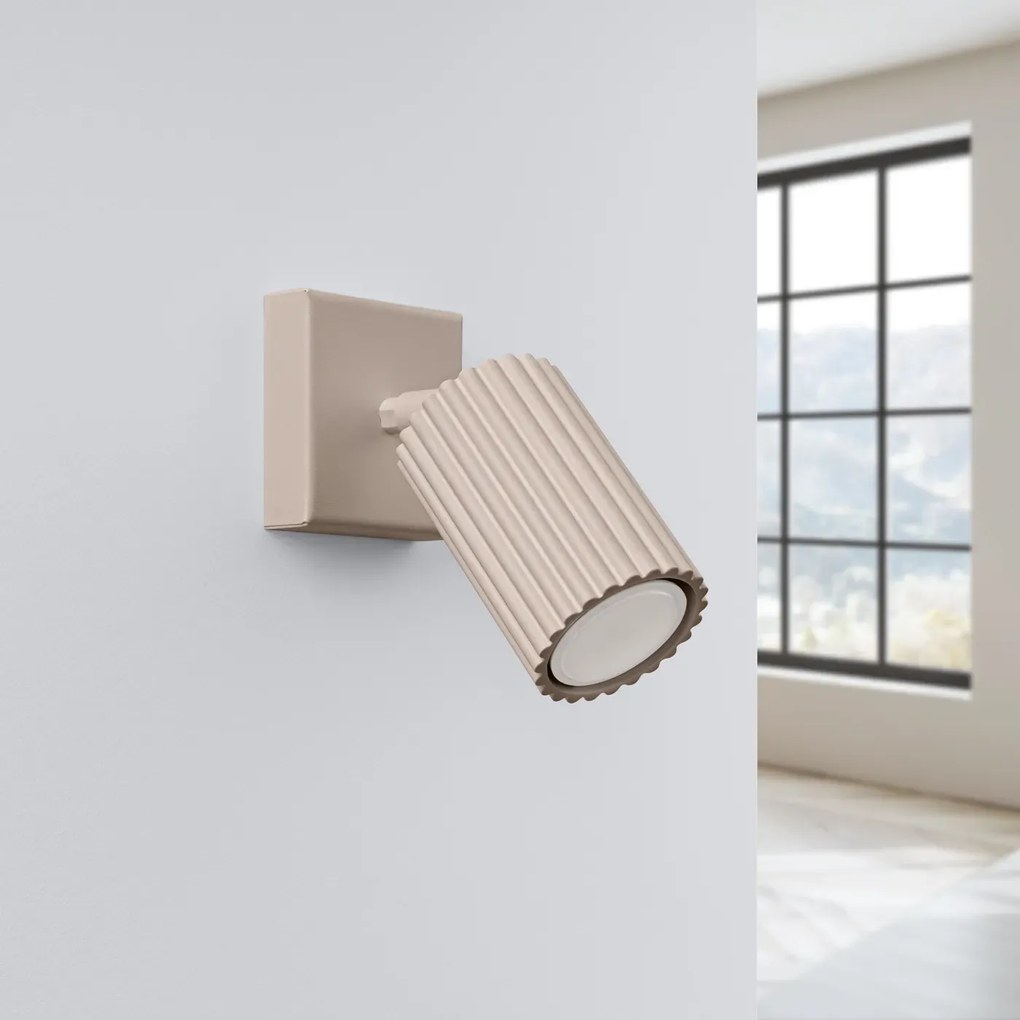 Kinkiet KARBON taupe ryflowany z regulowanym kloszem SOLLUX  LIGHTING