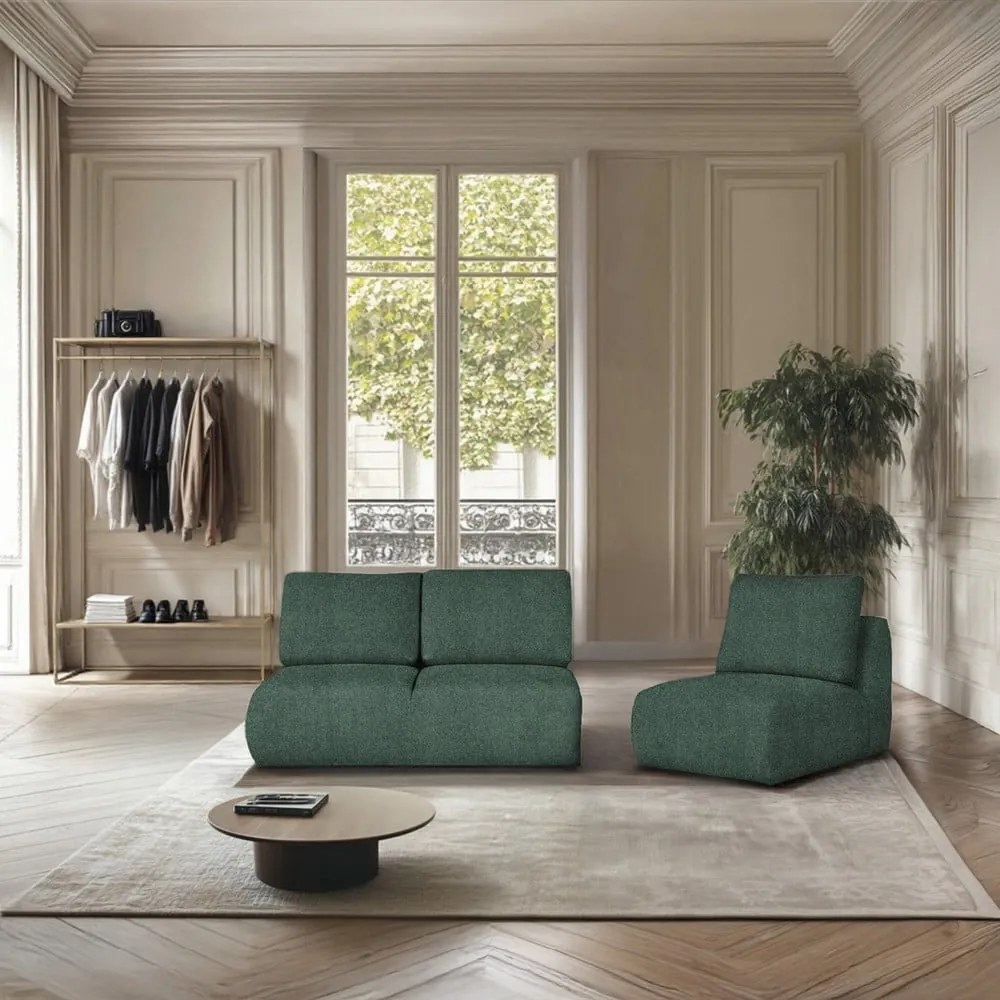 Zielony fotel z materiału bouclé Mirel – Rodier