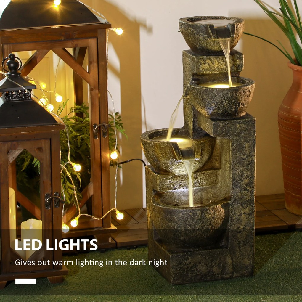 Outsunny Fontanna Ogrodowa Wodna Fontanna, regulacja prędkości, 25 x 24 x 60 cm, Czarny