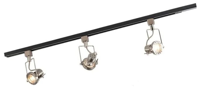 System szynowy z 3 reflektorami 1-fazowymi czarny ze stali - Suplux