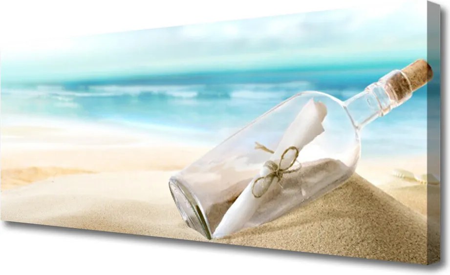 Obraz na płótnie List w Butelce na Piasku