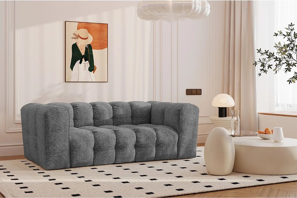 Sofa dwuosobowa BALOO, tkanina szenilowa + bukla, Antracytowy